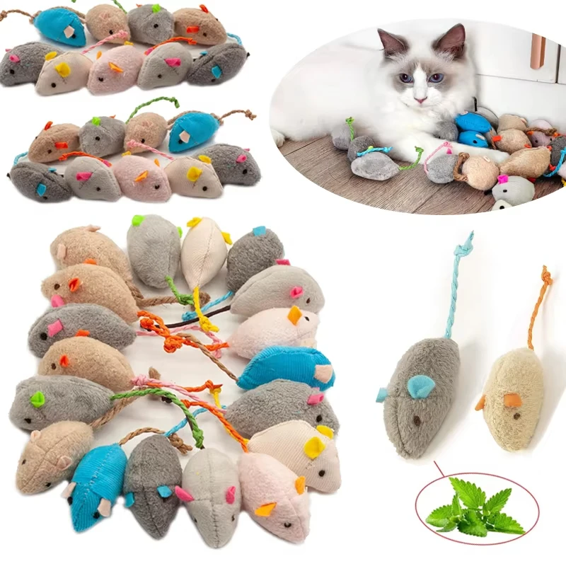 Catnip Interactive Plush Mouse - 5 adet Çıngırak Kedi Fare Oyuncaklar