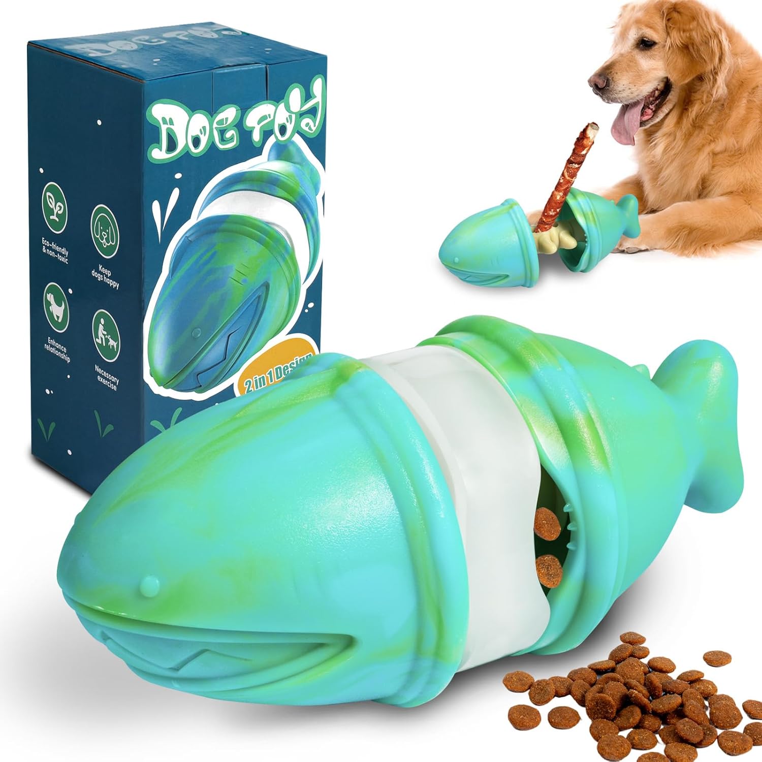 Rubber Treat Dispensing Dog Toy - 2'si 1 Arada Ödül Dağıtıcı Çiğneme