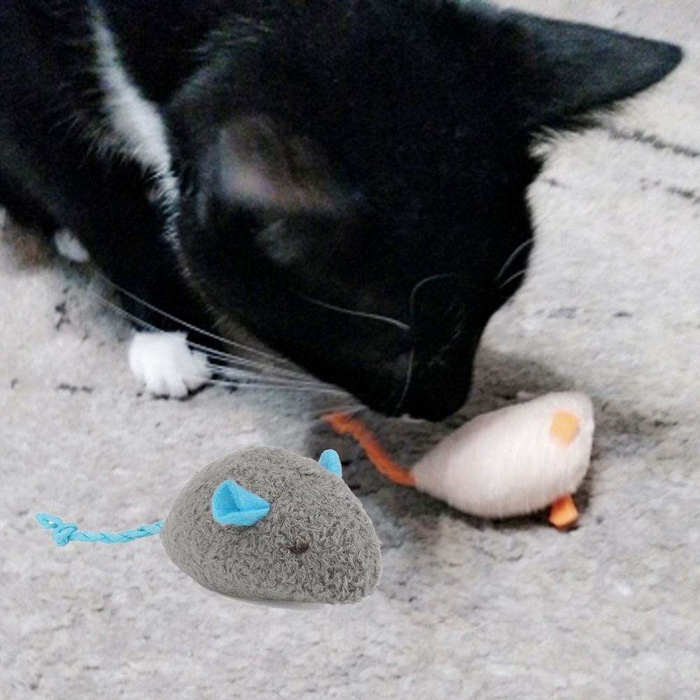 Catnip Interactive Plush Mouse - 2 adet Komik Peluş Yumuşak Interaktif