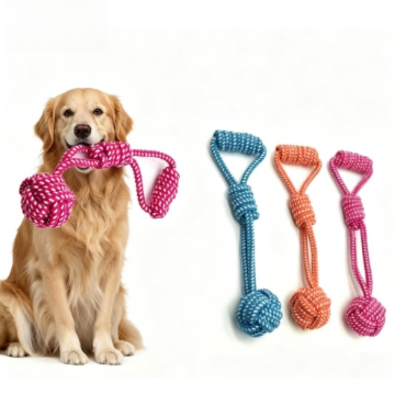 Dog Rope Toy Aggressive Chewers - 1 Adet Tenis Toplu Düğüm Çiğneme