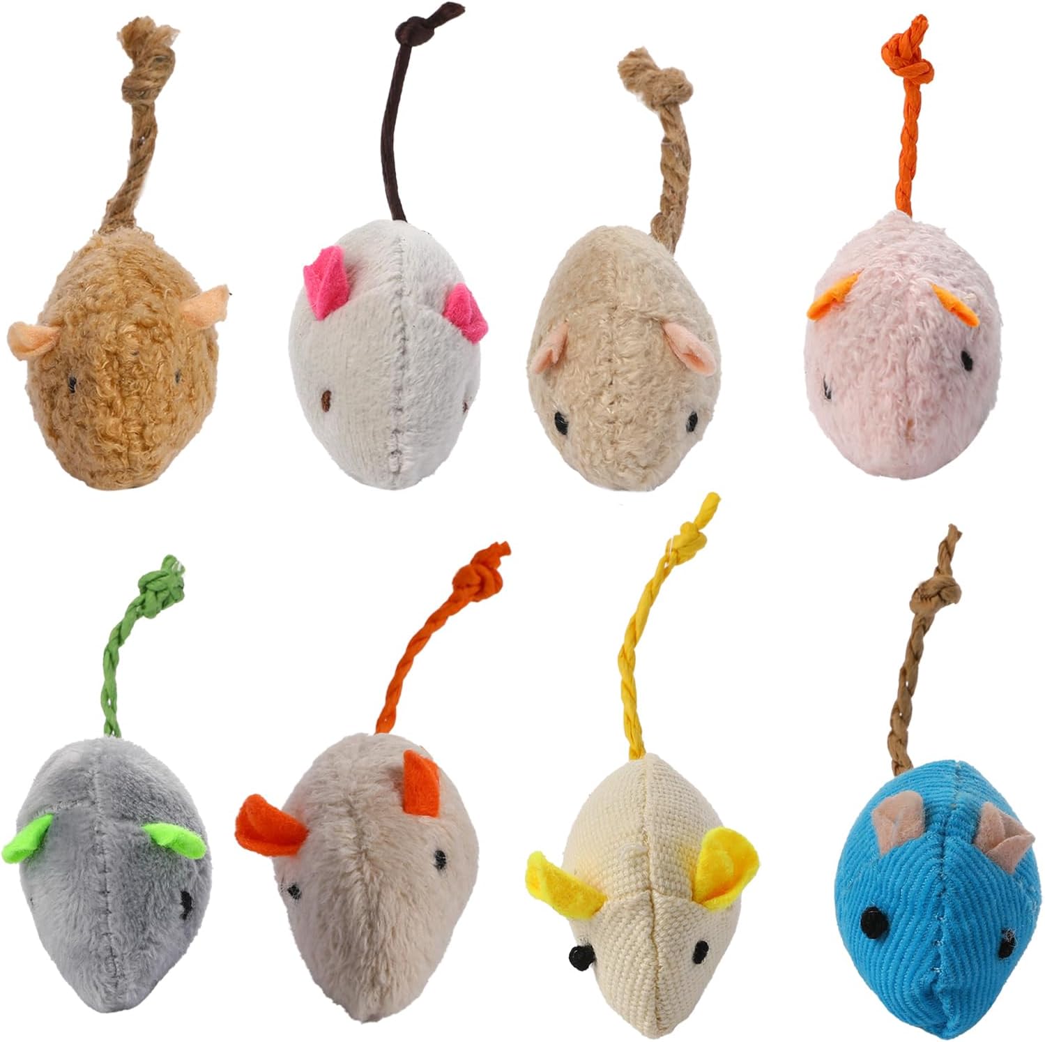Catnip Interactive Plush Mouse - 8 adet rastgele paketlenmiş interaktif kedi