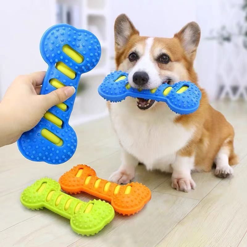 Teeth Cleaning Dog Chew Bone - Dayanıklı Kauçuk Köpek Çiğneme Oyuncağı Sesli