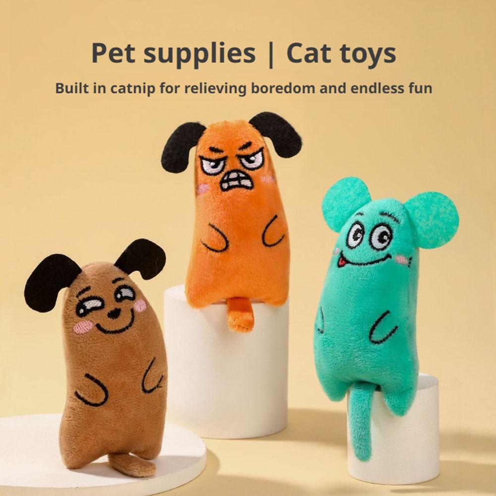 Catnip Interactive Plush Mouse - Karikatür İfadeli Kedi Oyuncakları Peluş Evcil