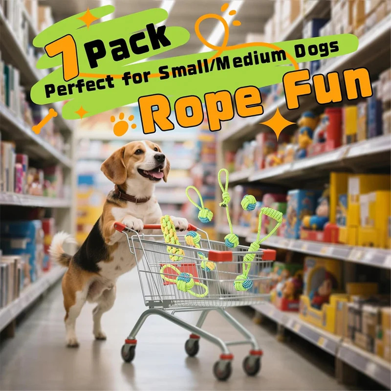 Dog Rope Toy Aggressive Chewers - 1/7 Paket Ağır Hizmet Tipi Köpek