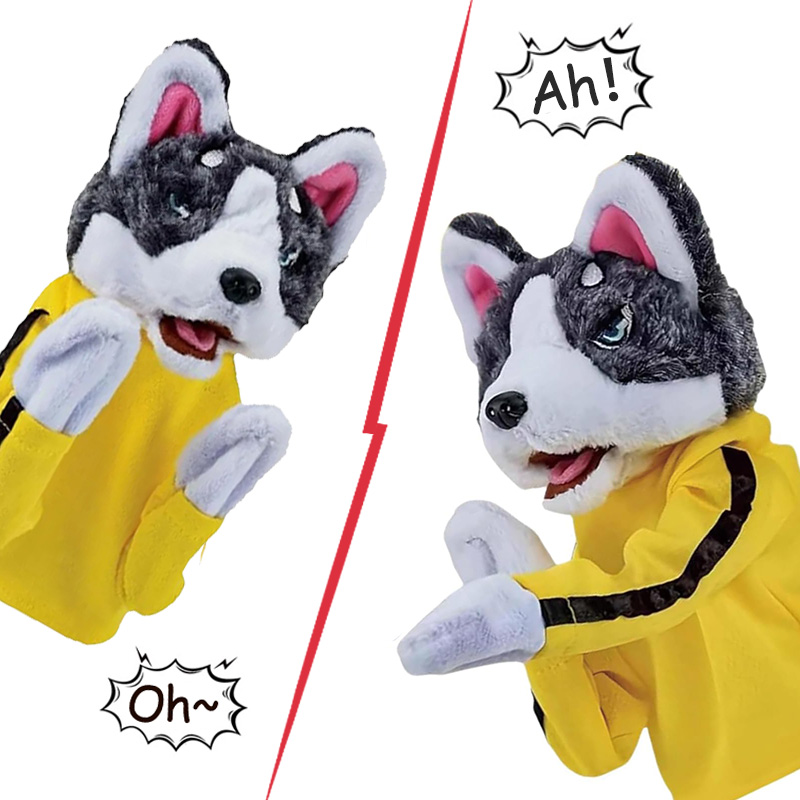 Interactive Squeaky Plush Dog Toy - Çocuk Kung Fu Husky Eldiven Oyuncak