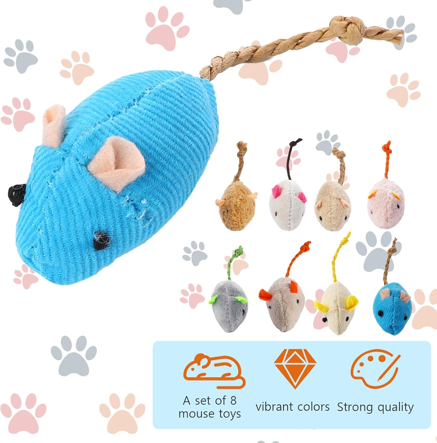 8 adet rastgele paketlenmiş in - Catnip Interactive Plush Mouse incelemesi ve fiyatı